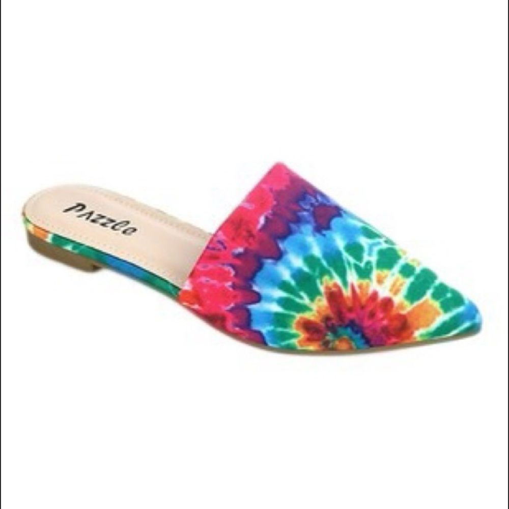 NIB Rainbow Tie-Dye Mules Almond Pointed Toe